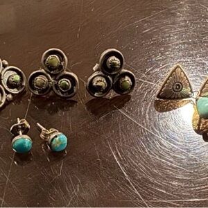 Native American Silver and Turquoise/ Lapis Lazuli Earring Set
